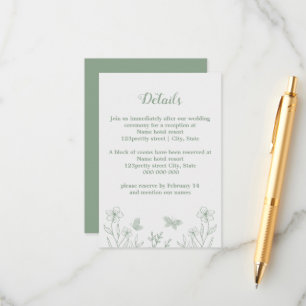 Romantische elegante Salbei Blütenhochzeit Begleitkarte