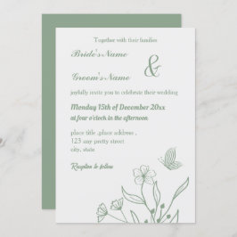 Romantische elegante Salbei Blütenhochzeit Einladung