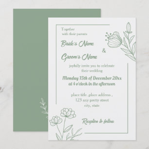 Romantische elegante Salbei Blütenhochzeit Einladung