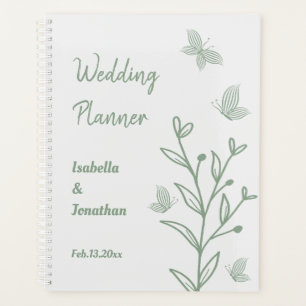 Romantische elegante Salbei Blütenhochzeit Planer