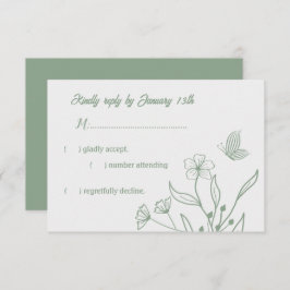 Romantische elegante Salbei Blütenhochzeit RSVP Karte
