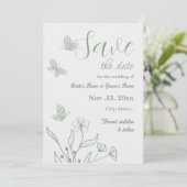 Romantische elegante Salbei Blütenhochzeit Save The Date (Stehend Vorderseite)