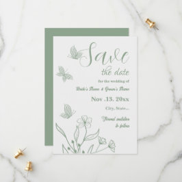 Romantische elegante Salbei Blütenhochzeit Save The Date