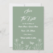 Romantische elegante Salbei Blütenhochzeit Save The Date (Vorderseite)