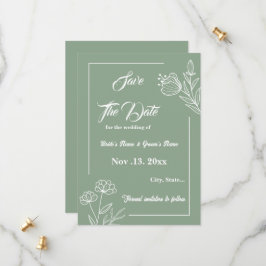 Romantische elegante Salbei Blütenhochzeit Save The Date