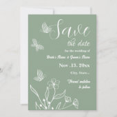 Romantische elegante Salbei Blütenhochzeit Save The Date (Vorderseite)
