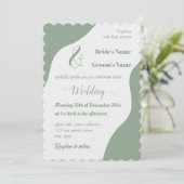 Romantische elegante Salbei-Hochzeit Einladung (Stehend Vorderseite)