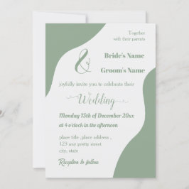 Romantische elegante Salbei-Hochzeit Einladung