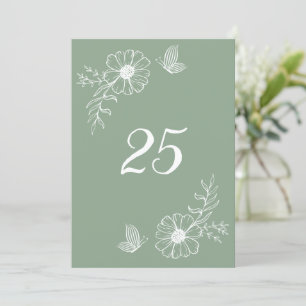 Romantische elegante Salbei-Tischnummer Einladung