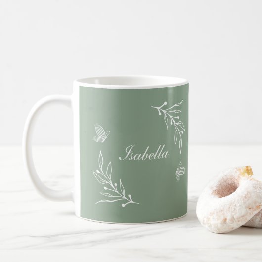 Romantische, elegante Salbeiblüte Kaffeetasse (Mit Donut)
