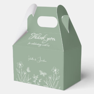 Romantische elegante Salbeigrüne Blumenhochzeit Geschenkschachtel