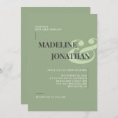 Romantische Elegante Schlicht Sage Green Wedding Einladung (Vorne/Hinten)