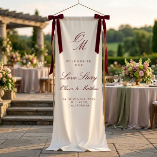 Romantische elegante Schrift rote Willkommens Hoch Banner