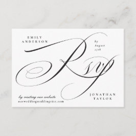 Romantische elegante Schwarz-Weiß-Kalligraphie RSVP Karte