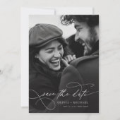 Romantische, elegante Script-Foto Hochzeit Save The Date (Vorderseite)