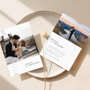 Romantische elegante Script-Foto-Hochzeiten: Einla Einladung