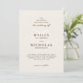 Romantische elegante Script Monogram Champagne Wed Einladung (Stehend Vorderseite)