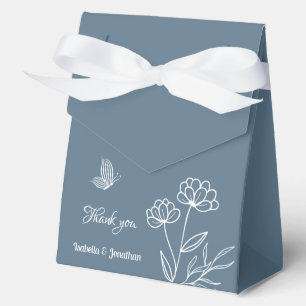 Romantische elegante staubblaue Blumenehe Geschenkschachtel
