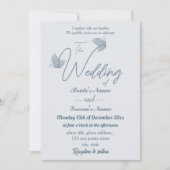 Romantische, elegante, staubblaue Schmetterlinge H Einladung (Vorderseite)