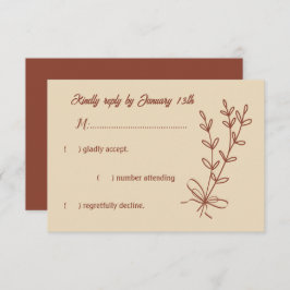 Romantische, elegante Terracotta Hochzeitsreise mi RSVP Karte