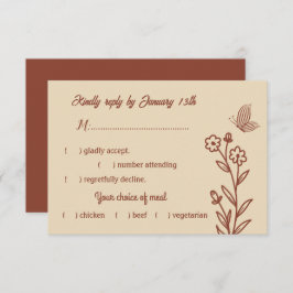 Romantische, elegante Terracotta Hochzeitsreise mi RSVP Karte