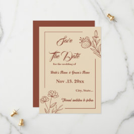Romantische, elegante Terracotta Hochzeitsreise mi Save The Date
