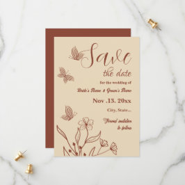 Romantische, elegante Terracotta Hochzeitsreise mi Save The Date