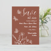 Romantische, elegante Terracotta Hochzeitsreise mi Save The Date (Stehend Vorderseite)