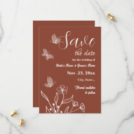 Romantische, elegante Terracotta Hochzeitsreise mi Save The Date