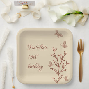 Romantische, elegante Terracotta Pappteller