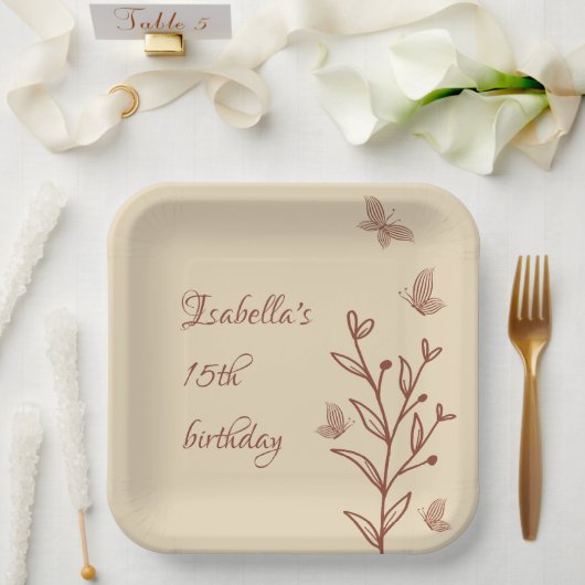 Romantische, elegante Terracotta Pappteller (Hochzeit)