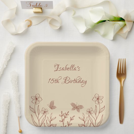 Romantische, elegante Terracotta Pappteller (Hochzeit)