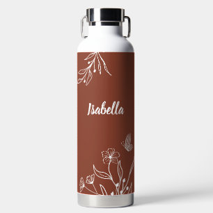 Romantische elegante Terrakotta-Blumen  Trinkflasche