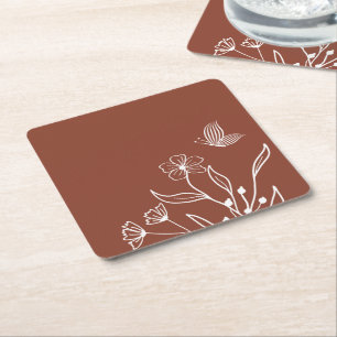 Romantische elegante Terrakotta-Blumenhochzeit Rechteckiger Pappuntersetzer