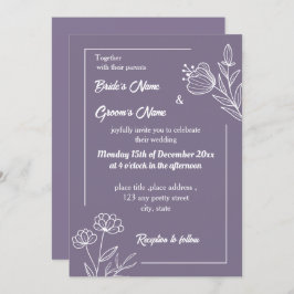 Romantische, elegante und blumengeschmückte Hochze Einladung