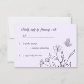 Romantische, elegante und blumengeschmückte Hochze RSVP Karte (Vorderseite)