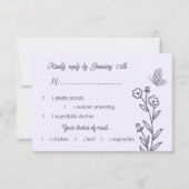 Romantische, elegante und blumengeschmückte Hochze RSVP Karte (Vorderseite)