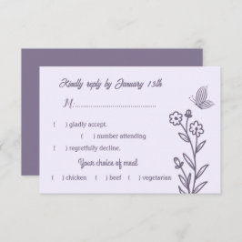 Romantische, elegante und blumengeschmückte Hochze RSVP Karte