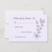 Romantische, elegante und blumengeschmückte Hochze RSVP Karte (Vorderseite)