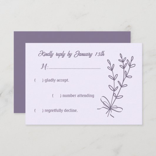 Romantische, elegante und blumengeschmückte Hochze RSVP Karte (Vorne/Hinten)