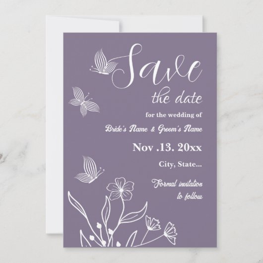 Romantische, elegante und blumengeschmückte Hochze Save The Date (Vorderseite)
