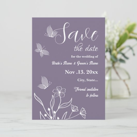 Romantische, elegante und blumengeschmückte Hochze Save The Date (Stehend Vorderseite)