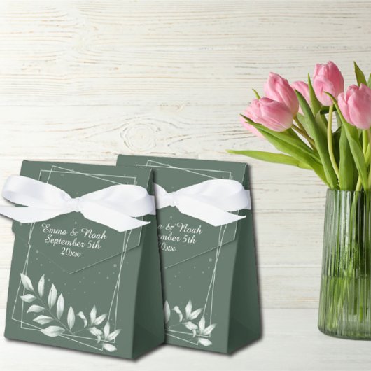 Romantische Elegante verblichene grüne Blätter Geschenkschachtel