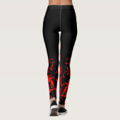 Romantische, elegante Vintage Damaske Roter Goth Leggings (Rückseite)