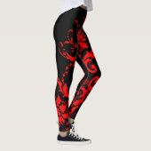 Romantische, elegante Vintage Damaske Roter Goth Leggings (Rechts)