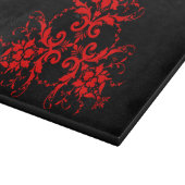 Romantische, elegante Vintage Damaske Roter Goth Schneidebrett (Ecke)