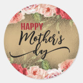 Romantische Elegante Vintage Rose Frohen Muttertag Runder Aufkleber (Vorderseite)