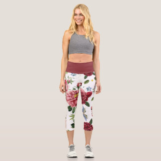 Romantische elegante Vintage-Rosen in Rosa Capri Leggings