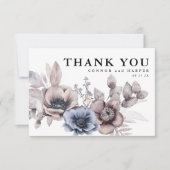 Romantische Elegante Wasserfarben Blumen Non Foto Dankeskarte (Vorderseite)