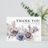 Romantische Elegante Wasserfarben Blumen Non Foto Dankeskarte (Stehend Vorderseite)